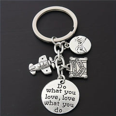 Airplane Travel Keychain Metal Key Ring Purse Bag Backpack Car Charm