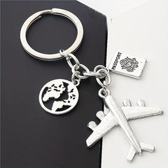 Airplane Travel Keychain Metal Key Ring Purse Bag Backpack Car Charm