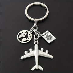 Airplane Travel Keychain Metal Key Ring Purse Bag Backpack Car Charm