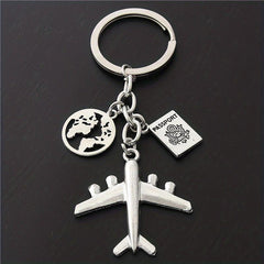 Airplane Travel Keychain Metal Key Ring Purse Bag Backpack Car Charm