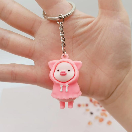 Pig Zipper Charm Pig Figure Key Chain Pig Lover Gift Piglet Keychain