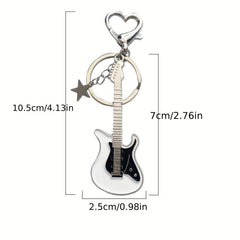 Y2K Guitar & Star Keychain Key Ring Rock Punk Handbag Car Charm Gift