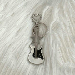 Y2K Guitar & Star Keychain Key Ring Rock Punk Handbag Car Charm Gift