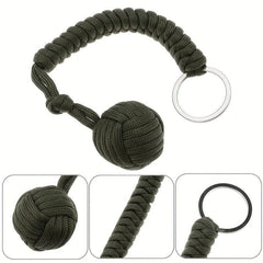 Outdoor Umbrella Rope Key Chain Self defense Steel Ball