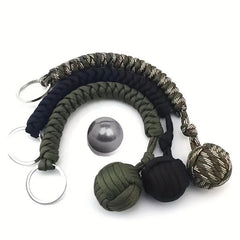 Outdoor Umbrella Rope Key Chain Self defense Steel Ball
