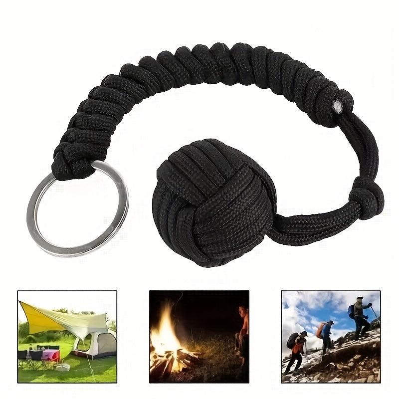 Outdoor Umbrella Rope Key Chain Self defense Steel Ball