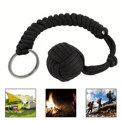 Outdoor Umbrella Rope Key Chain Self defense Steel Ball