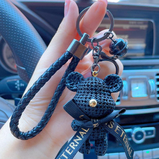 Cartoon Bear Keychain Backpack Charms Bag Key Wristlet Bracelet Car Key Charms