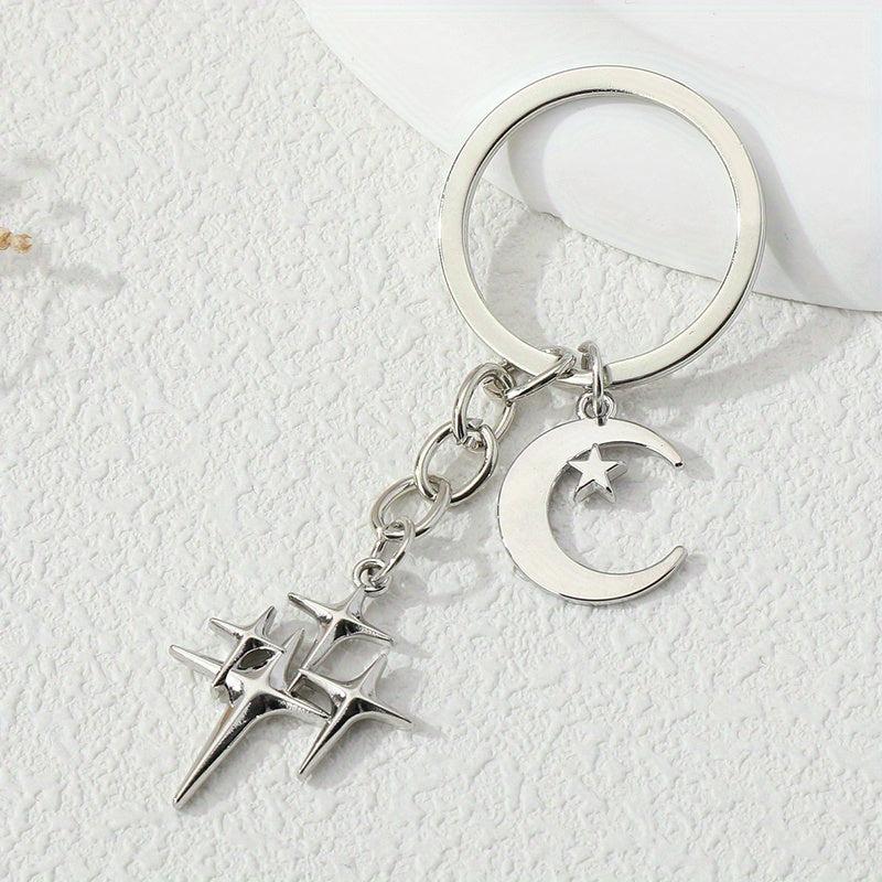 Y2K Stars Decor Keychain Metal Key Ring Purse Bag Backpack Car Charm