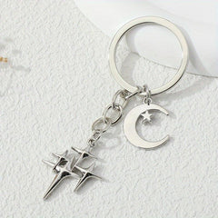 Y2K Stars Decor Keychain Metal Key Ring Purse Bag Backpack Car Charm