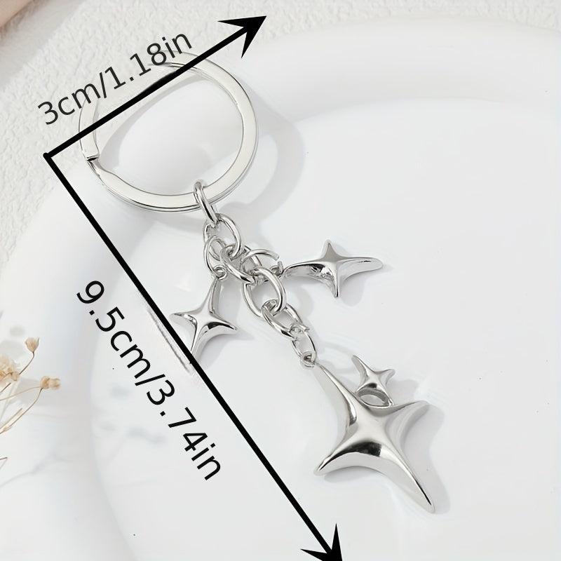 Y2K Stars Decor Keychain Metal Key Ring Purse Bag Backpack Car Charm