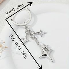 Y2K Stars Decor Keychain Metal Key Ring Purse Bag Backpack Car Charm