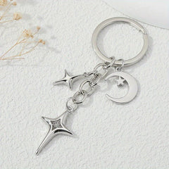 Y2K Stars Decor Keychain Metal Key Ring Purse Bag Backpack Car Charm