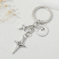 Y2K Stars Decor Keychain Metal Key Ring Purse Bag Backpack Car Charm