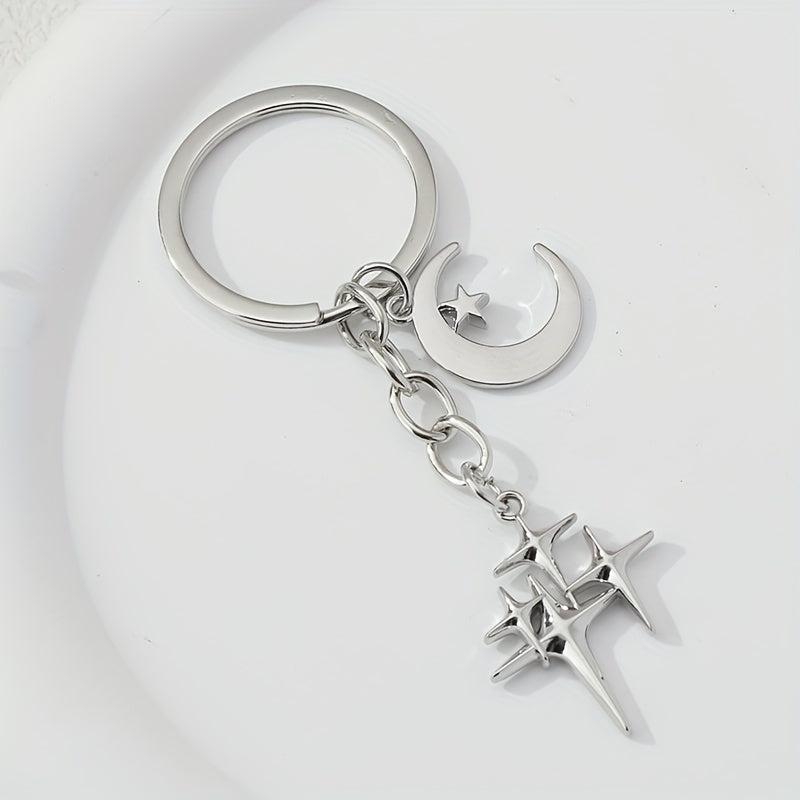 Y2K Stars Decor Keychain Metal Key Ring Purse Bag Backpack Car Charm