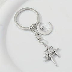 Y2K Stars Decor Keychain Metal Key Ring Purse Bag Backpack Car Charm