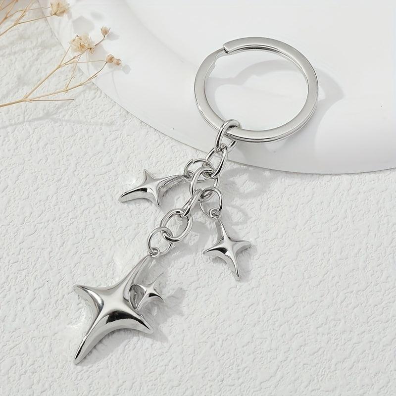 Y2K Stars Decor Keychain Metal Key Ring Purse Bag Backpack Car Charm