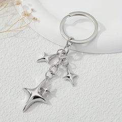 Y2K Stars Decor Keychain Metal Key Ring Purse Bag Backpack Car Charm