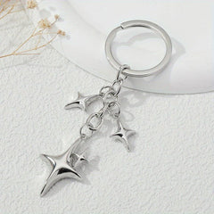 Y2K Stars Decor Keychain Metal Key Ring Purse Bag Backpack Car Charm