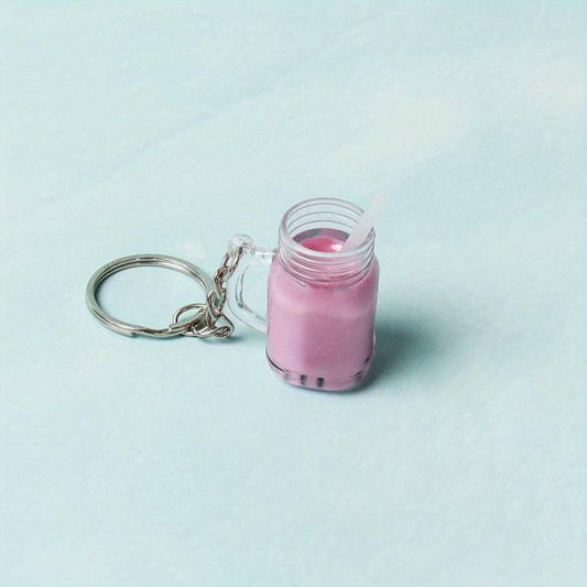 Bubble Tea Bottle Keychain Adorable Key Ring Gift For Bestie