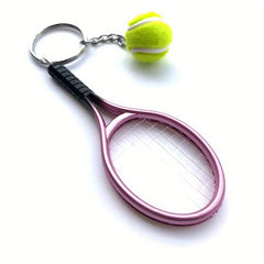 Tennis Keychain Alloy Racquet Ball Sport Team Bag Chain Pendant