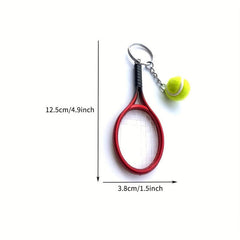 Tennis Keychain Alloy Racquet Ball Sport Team Bag Chain Pendant