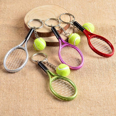 Tennis Keychain Alloy Racquet Ball Sport Team Bag Chain Pendant