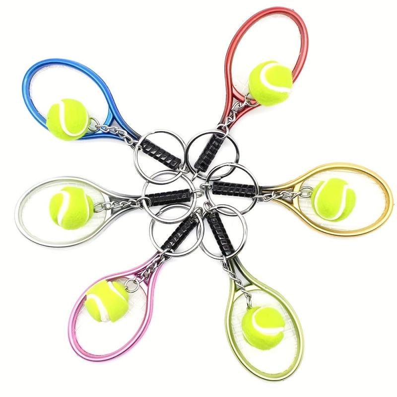 Tennis Keychain Alloy Racquet Ball Sport Team Bag Chain Pendant