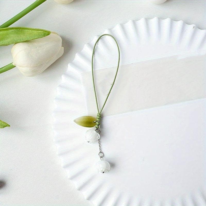 Tulip Flower Keychain Bag Accessories Charm Hand Rope Keychain Phone Strap