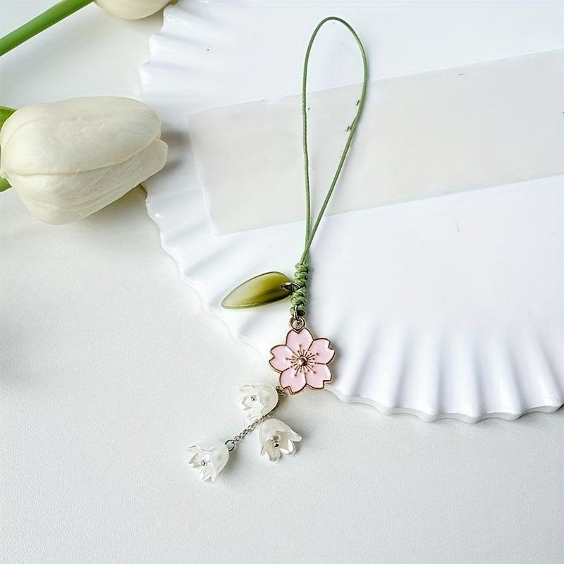 Tulip Flower Keychain Bag Accessories Charm Hand Rope Keychain Phone Strap