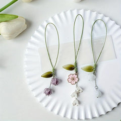 Tulip Flower Keychain Bag Accessories Charm Hand Rope Keychain Phone Strap