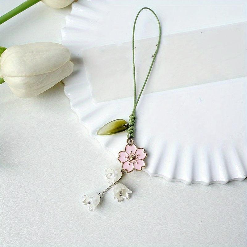 Tulip Flower Keychain Bag Accessories Charm Hand Rope Keychain Phone Strap