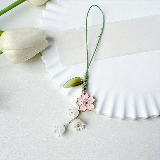 Tulip Flower Keychain Bag Accessories Charm Hand Rope Keychain Phone Strap