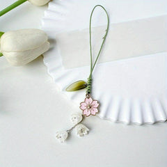 Tulip Flower Keychain Bag Accessories Charm Hand Rope Keychain Phone Strap