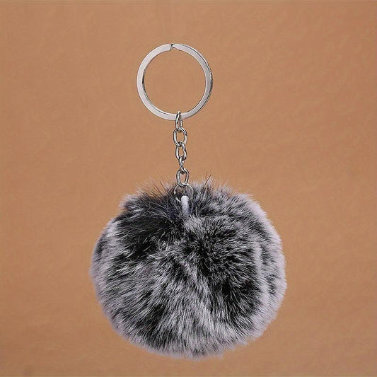 Pom Pom Keychain Plush Faux Fur Key Ring Purse Handbag Car Charm