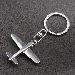 Silver Metal Airplane Model Keychain 3D Key Chain Gift For Men