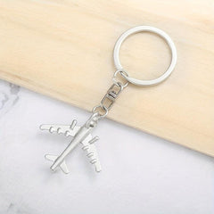 Silver Metal Airplane Model Keychain 3D Key Chain Gift For Men