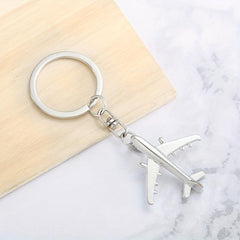 Silver Metal Airplane Model Keychain 3D Key Chain Gift For Men