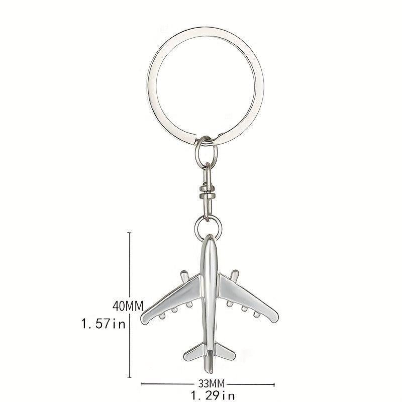 Silver Metal Airplane Model Keychain 3D Key Chain Gift For Men