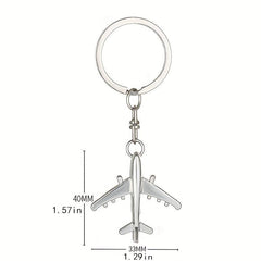 Silver Metal Airplane Model Keychain 3D Key Chain Gift For Men