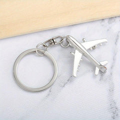 Silver Metal Airplane Model Keychain 3D Key Chain Gift For Men