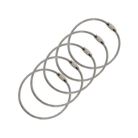 Stainless Steel Wire Keychain Ring Key Keyring Circle Rope Cable Loop