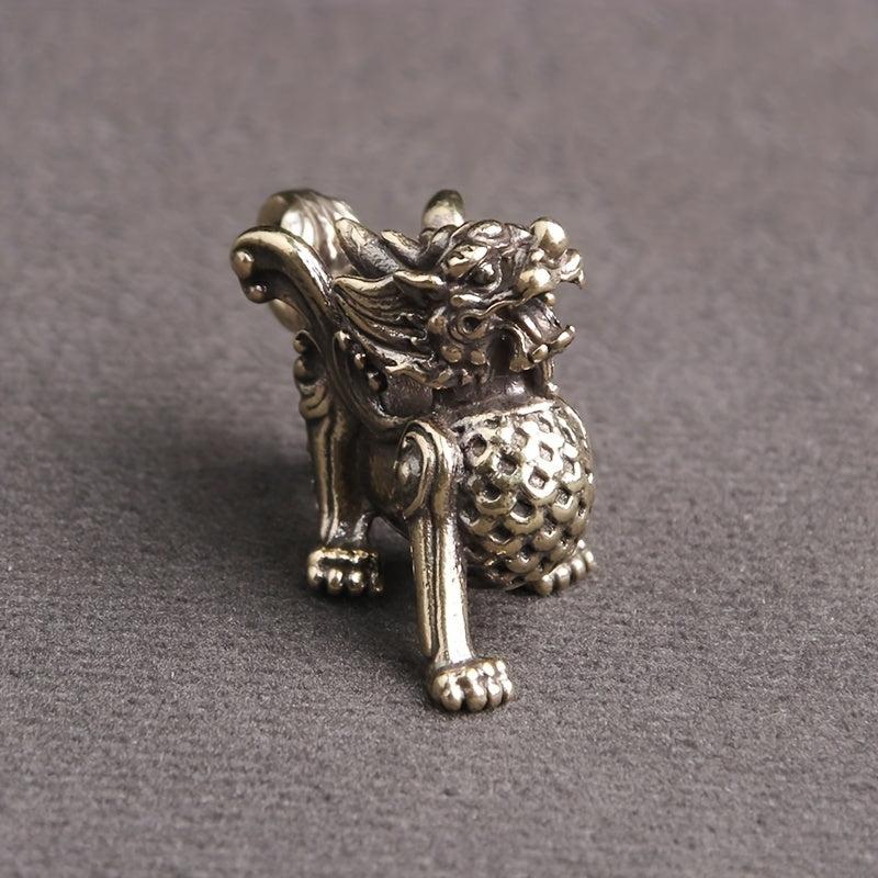 Brass Apsaras Unicorn Pixiu Car Keychain Pendant Lucky Safe Retro Pendant