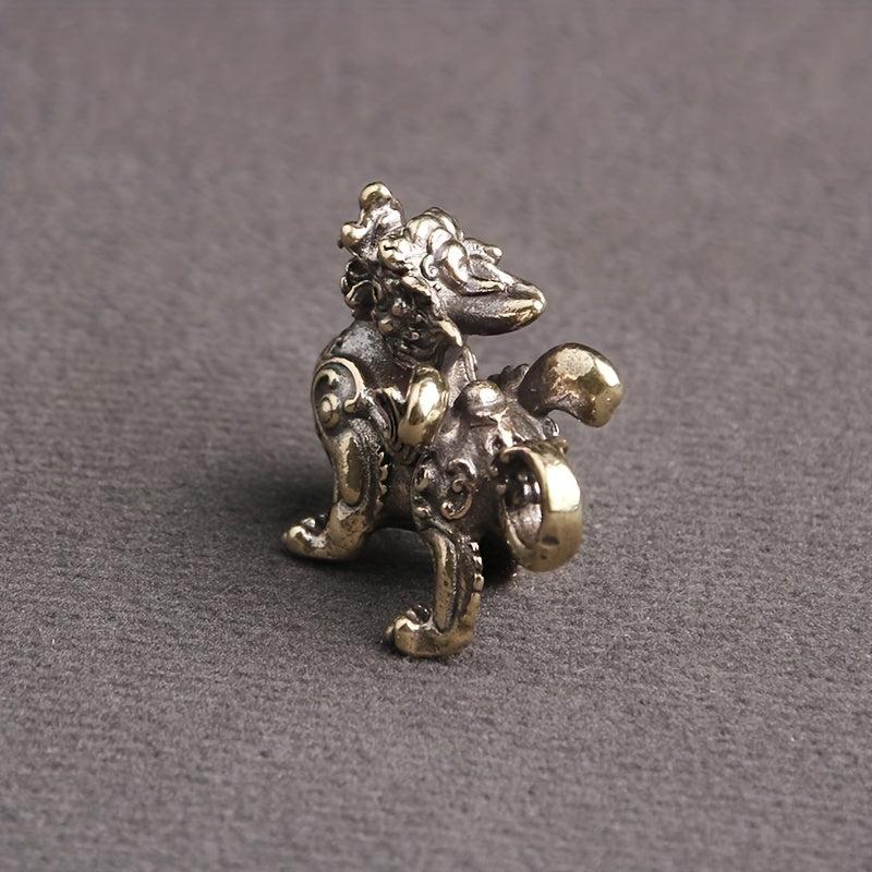 Brass Apsaras Unicorn Pixiu Car Keychain Pendant Lucky Safe Retro Pendant
