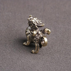 Brass Apsaras Unicorn Pixiu Car Keychain Pendant Lucky Safe Retro Pendant