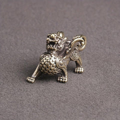 Brass Apsaras Unicorn Pixiu Car Keychain Pendant Lucky Safe Retro Pendant