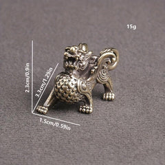 Brass Apsaras Unicorn Pixiu Car Keychain Pendant Lucky Safe Retro Pendant