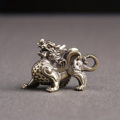 Brass Apsaras Unicorn Pixiu Car Keychain Pendant Lucky Safe Retro Pendant