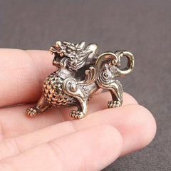 Brass Apsaras Unicorn Pixiu Car Keychain Pendant Lucky Safe Retro Pendant