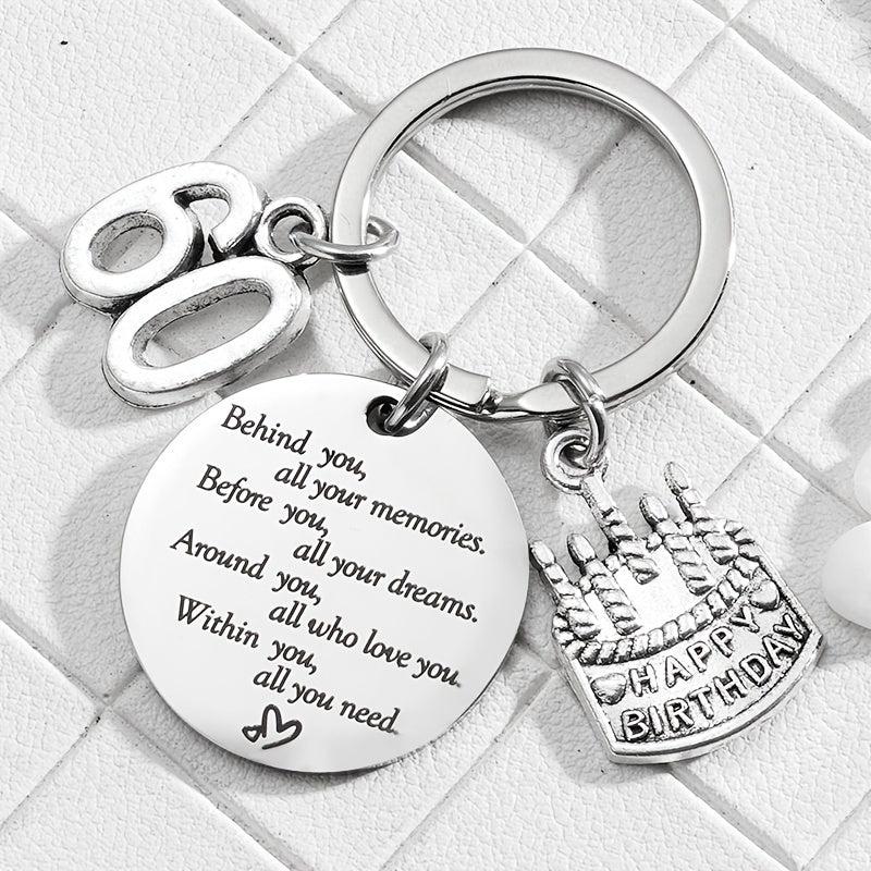 60th Birthday Gift Stainless Steel Inspirational Keychain Pendant